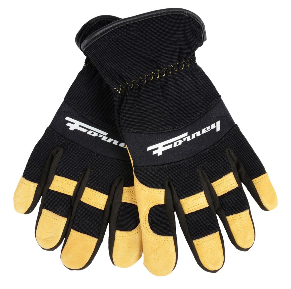 Forney 53091 Pigskin Leather Driver Premium Stretchable Men's Gloves, Large, Black/Gold - Image 3