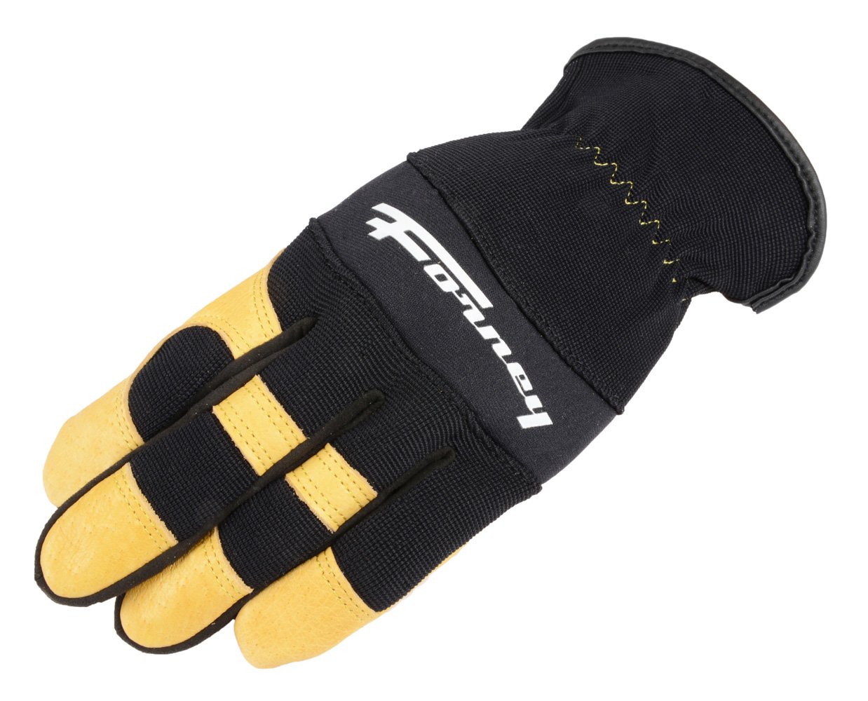 Forney 53091 Pigskin Leather Driver Premium Stretchable Men's Gloves, Large, Black/Gold - Image 4