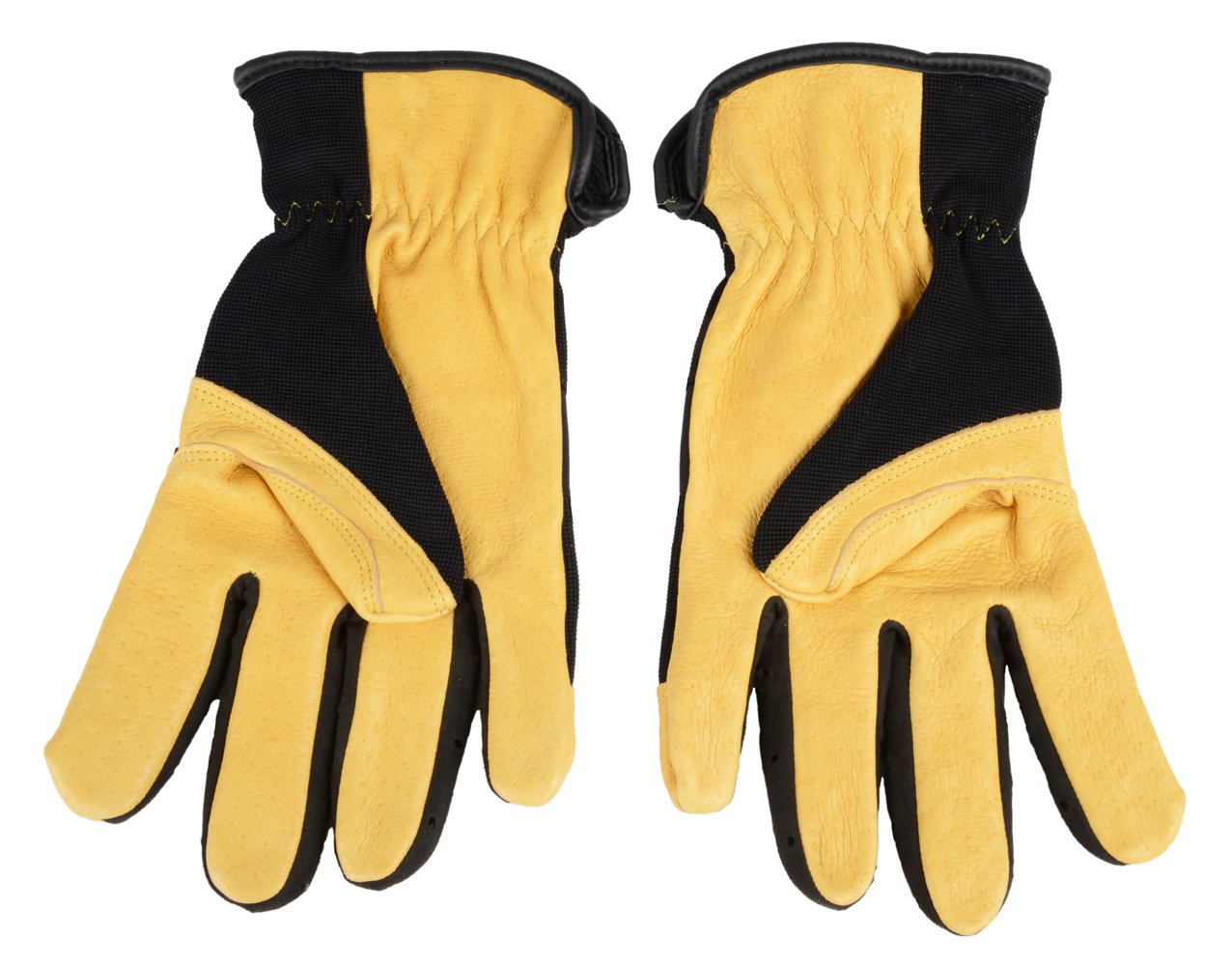 Forney 53091 Pigskin Leather Driver Premium Stretchable Men's Gloves, Large, Black/Gold - Image 5