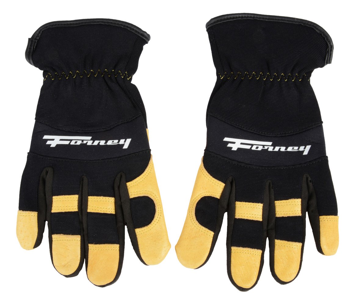 Forney 53091 Pigskin Leather Driver Premium Stretchable Men's Gloves, Large, Black/Gold - Image 6
