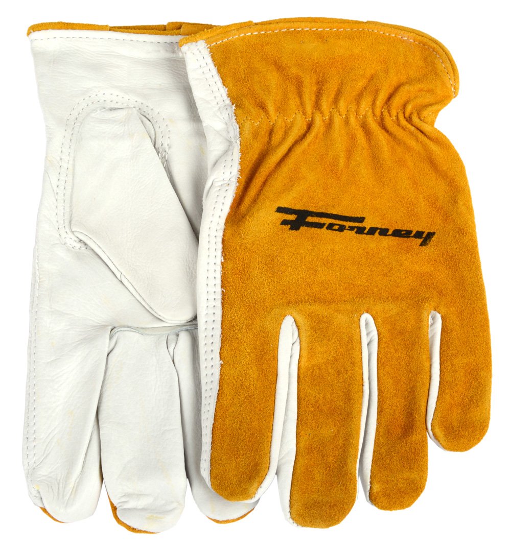 Forney 53123 Cowhide Leather Driver Men's Gloves, Medium, Russet/White - Image 4