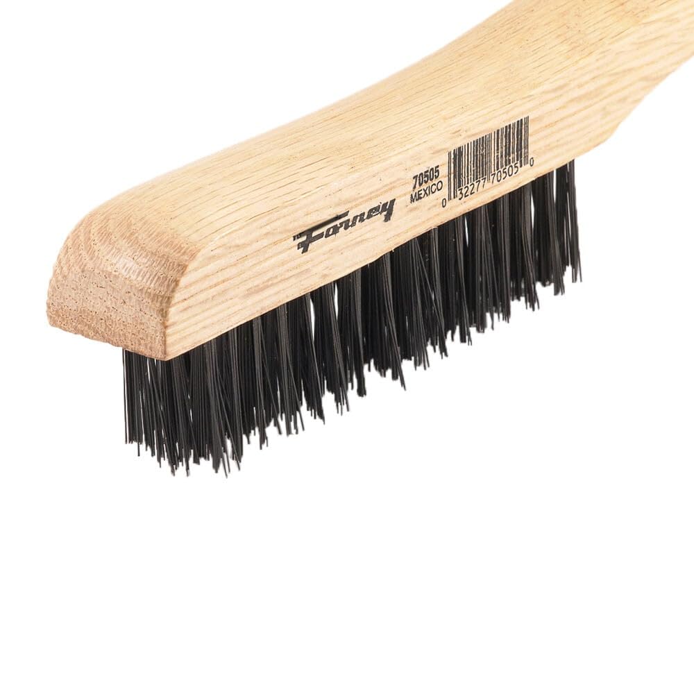Forney 70505 Wire Scratch Brush, Carbon Steel with Wood Shoe Handle, 10-1/4-Inch-by-.014-Inch - Image 3