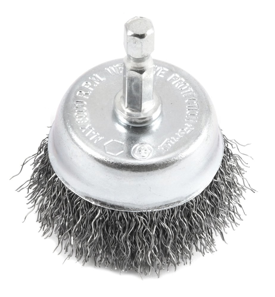 Forney 72729 Wire Cup Brush, Coarse Crimped with 1/4-Inch Hex Shank, 2-Inch-by-.012-Inch, Silver - Image 6